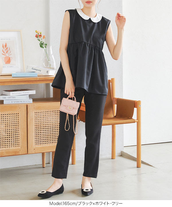 sheller シェリエ ノースリーブペプラムトップス DOT