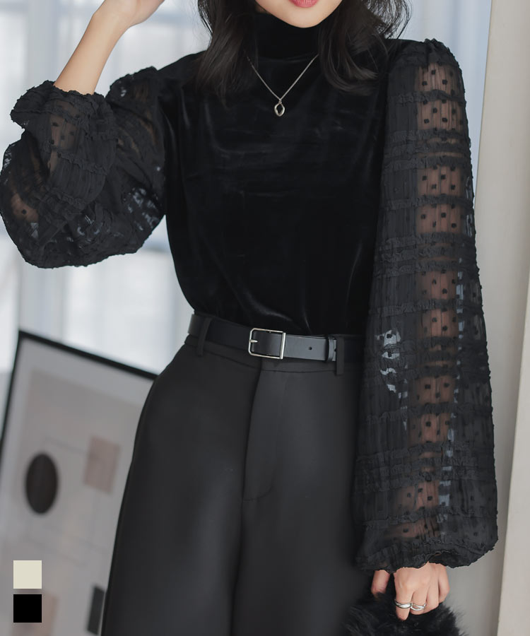 KOBE LETTUCE（神戸レタス） ベロアトップス レディース モックネック