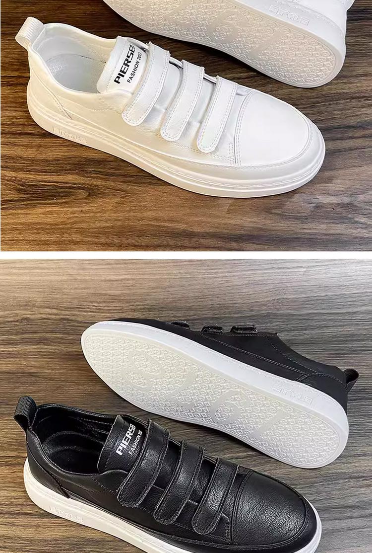 スニーカー メンズ ローカット 本革 ベルクロ マジックテープ