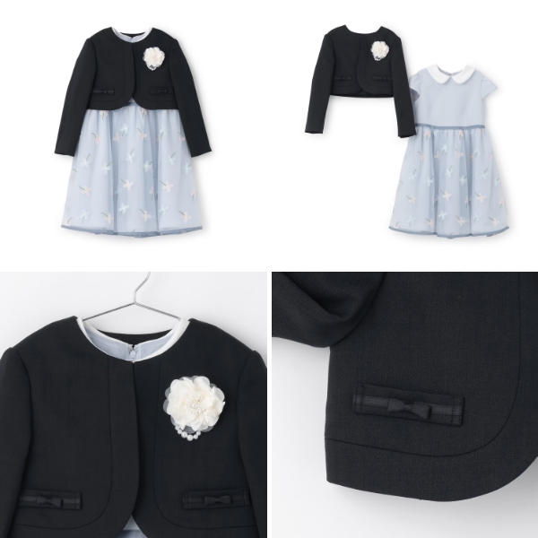 petit main プティマイン フラワー刺しゅうOP+衿つきJKセット 110 120