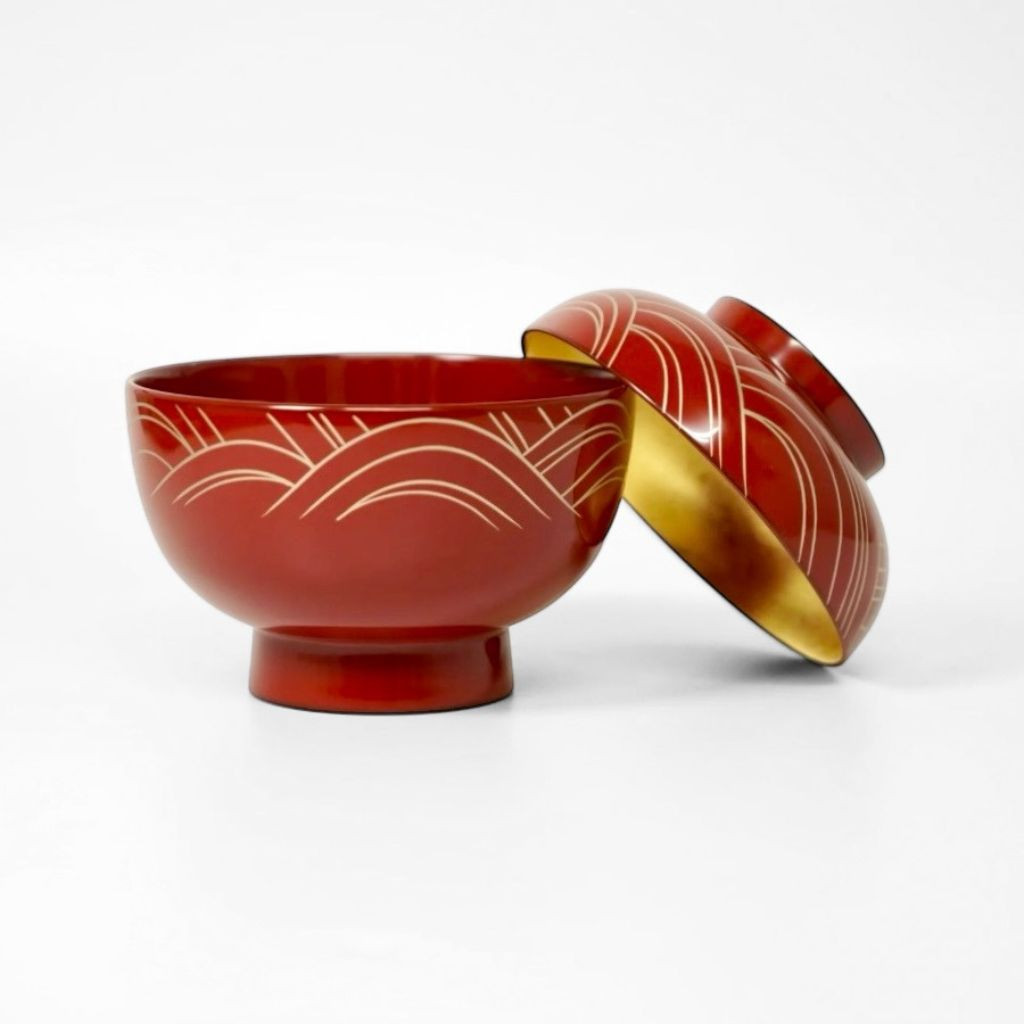 越前 光琳波 朱 雑煮椀 新入荷 迎春 お正月 高翆オリジナル 慶事 越前