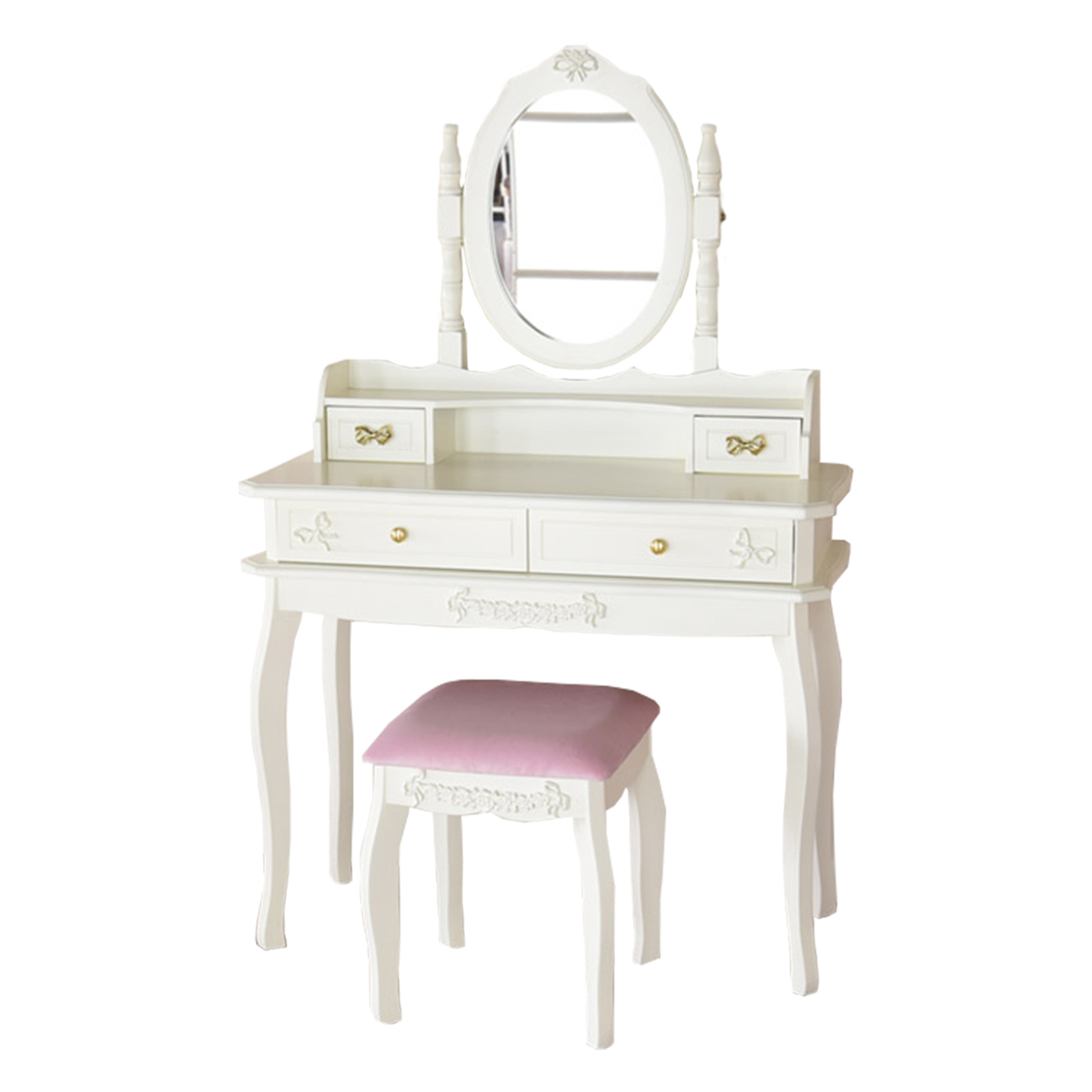 高級マホガニー使用 ドレッサーセット スツール付き 幅91cm 1人暮らし