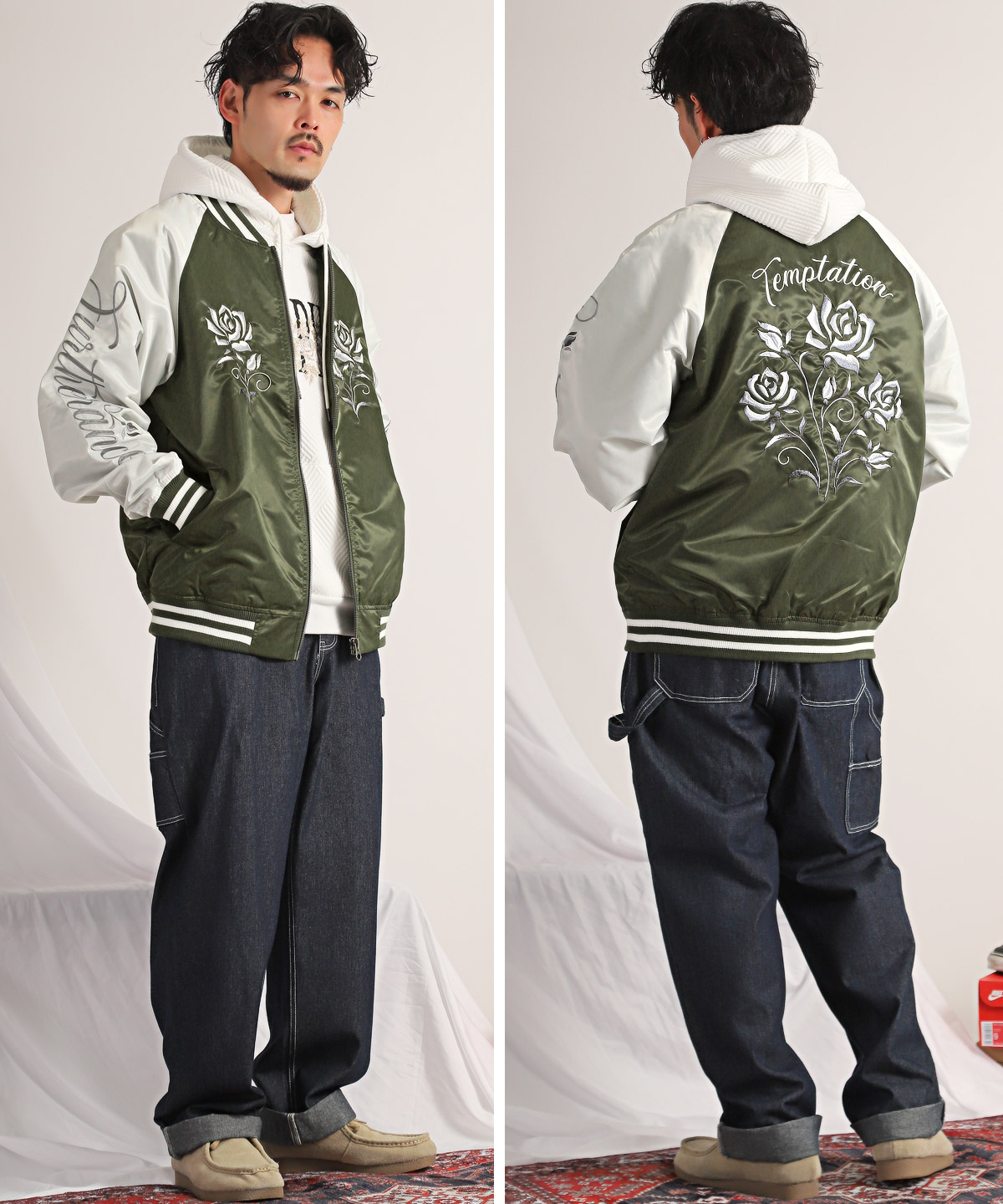 スカジャン メンズ ブルゾン ジャケット 薔薇 刺繍 横須賀ジャンパー