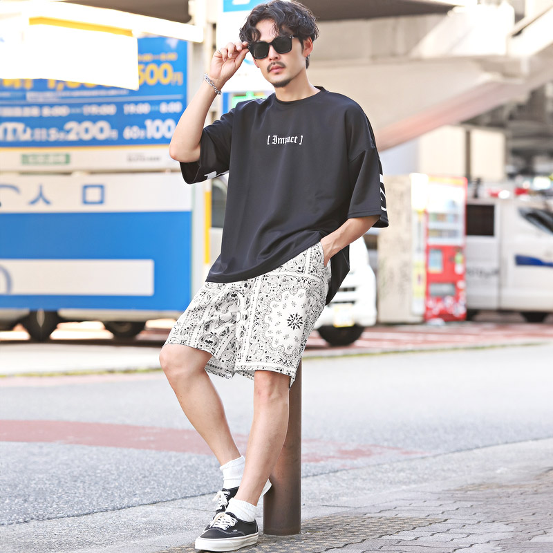 ショートパンツ メンズ ハーフパンツ ペイズリー バンダナ柄 夏 春 膝