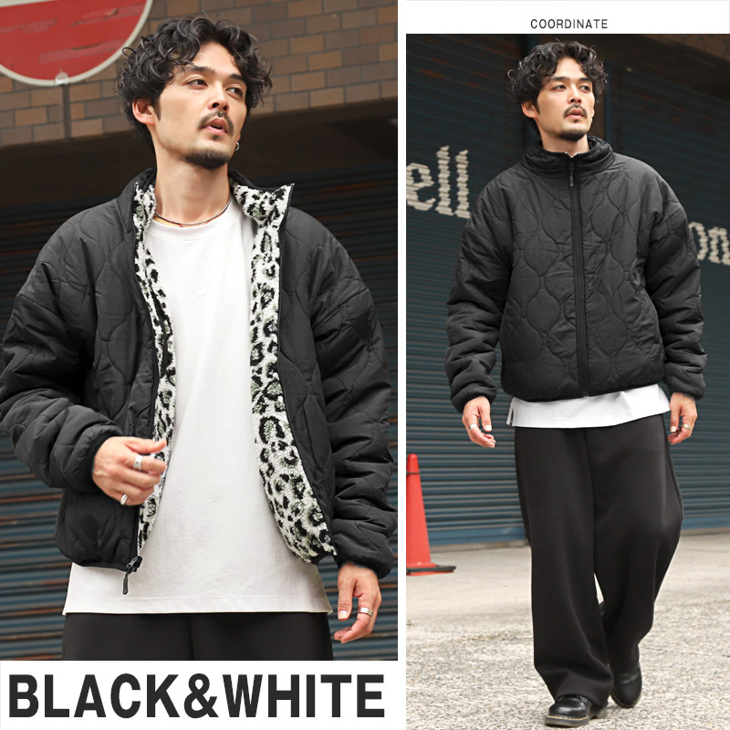 ボアジャケット メンズ レディース ボア キルト 中綿 リバーシブル