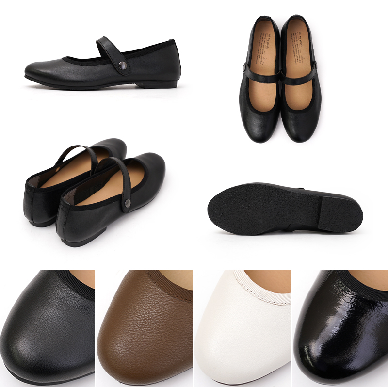 ストラップシューズ 本革 レディース フラットシューズ 革 メリー