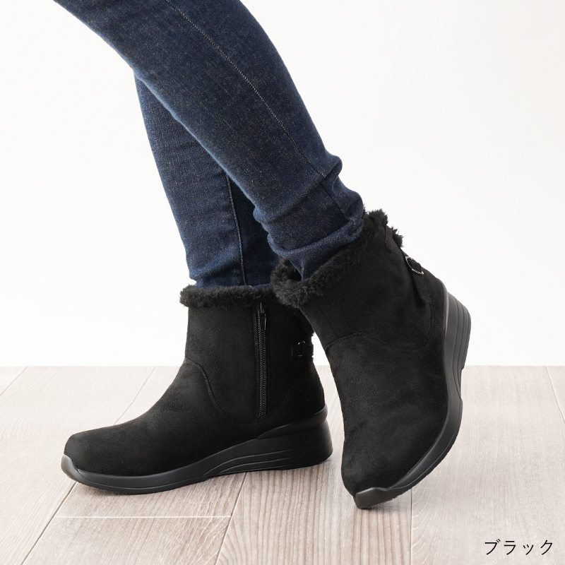 あったか 防水 ボア ショート ブーツ 3.5cmヒール レディース 裏ボア