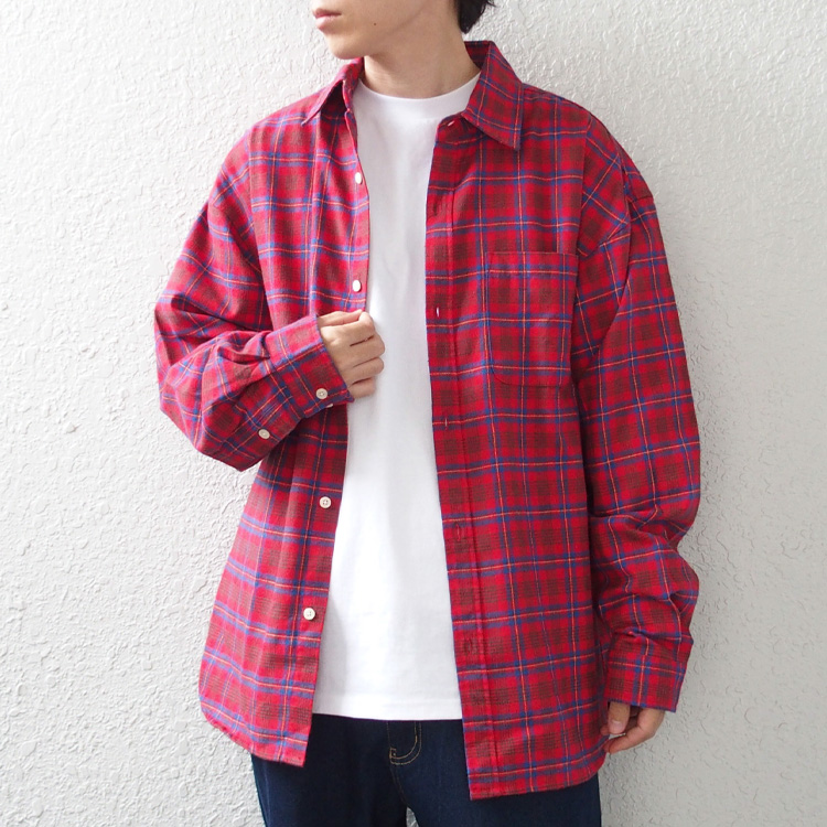 SUGGESTION ネルシャツ 長袖 メンズ レディース サジェスション