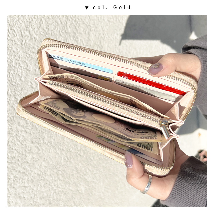 財布 長財布 レディース メンズ 本革 グリッター ラウンドファスナー