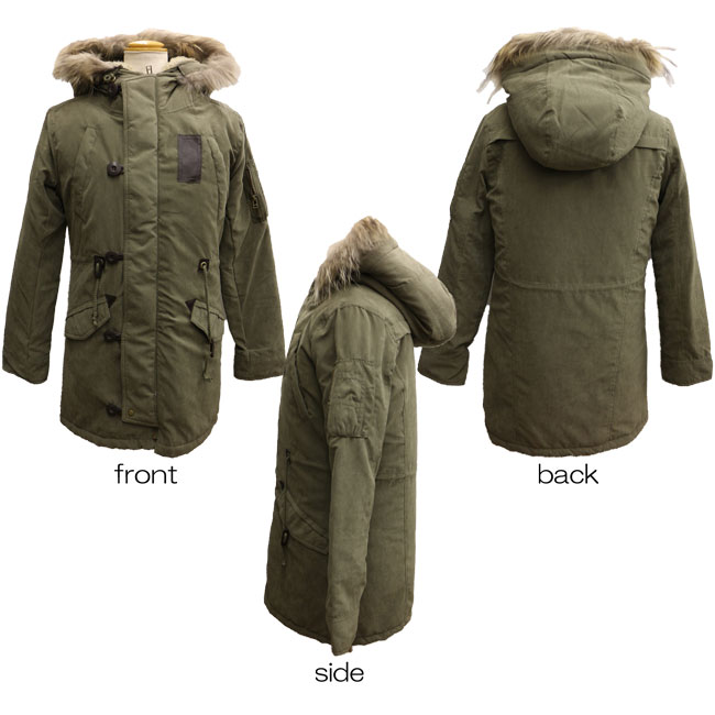 リアルファー付き 裏ボア ライナー付 モッズコート レディース【13332