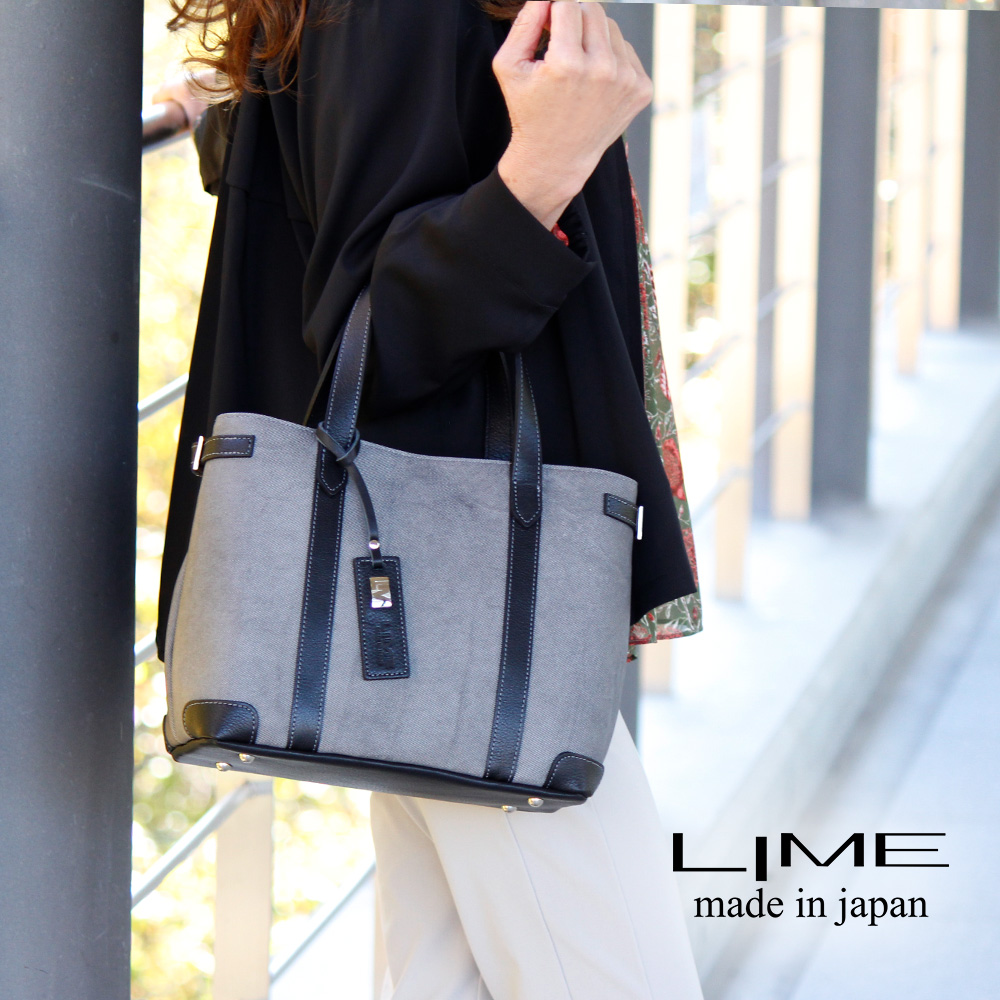 LIME made in japan トートバッグ メンズ レディース 本革 デニム調