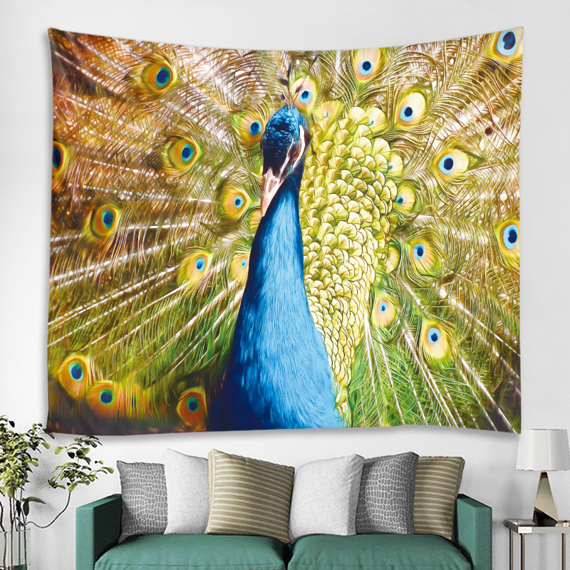 タペストリー 孔雀 癒し おしゃれ 鳥 羽根 鳳凰 中国 キジ科 豪華