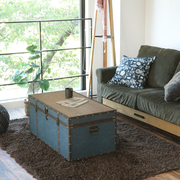 テーブル 幅92cm トランク 収納 机 インテリア トランクテーブル