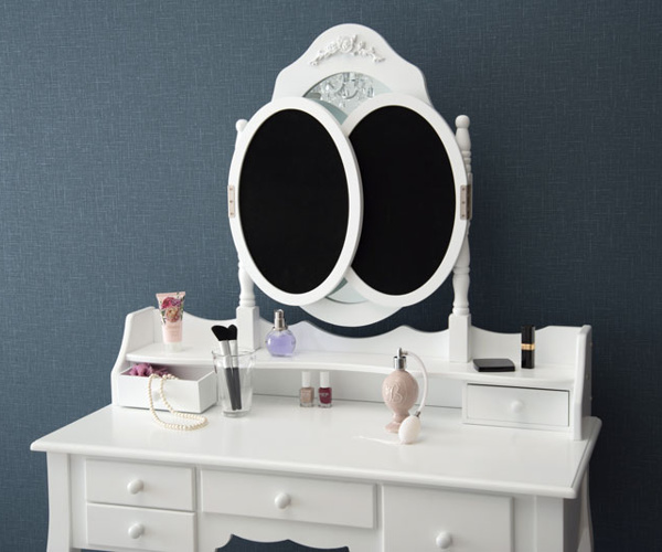 ドレッサー スツール付き 化粧台 三面鏡 姫系 猫脚 デスク コンソール