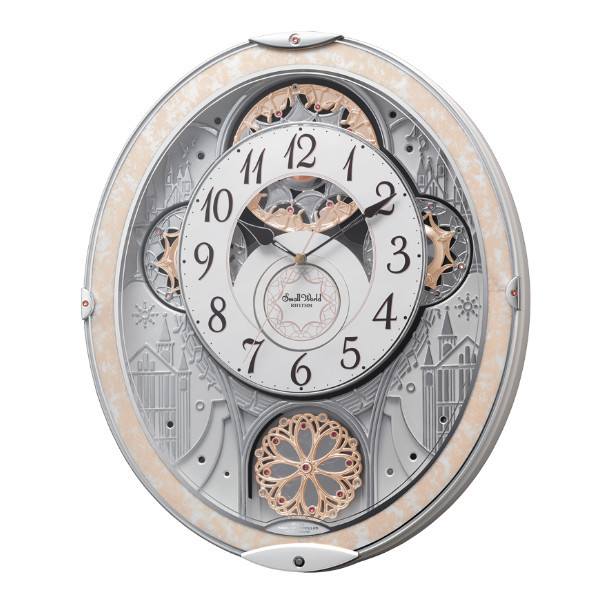 からくり時計 スモールワールドノエルNS ホワイト 電波時計 48曲収録