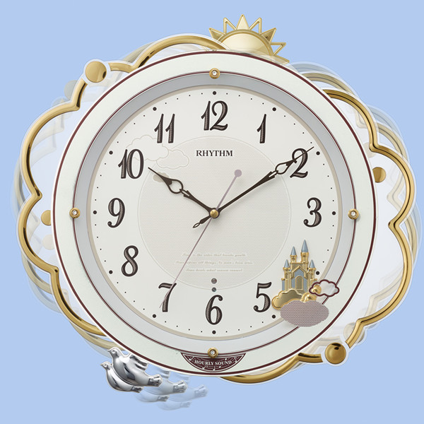振り子時計 18曲収録 電波時計 連続秒針 時計 掛け時計 （ メロディ