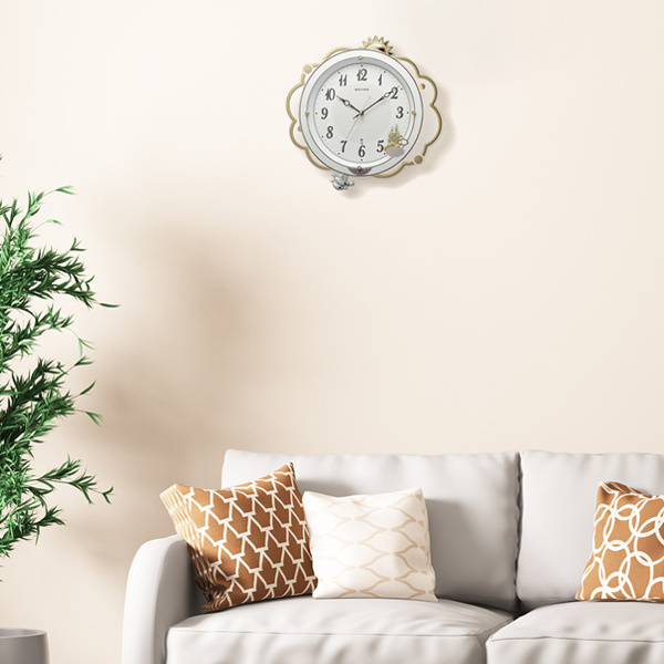 振り子時計 18曲収録 電波時計 連続秒針 時計 掛け時計 （ メロディ