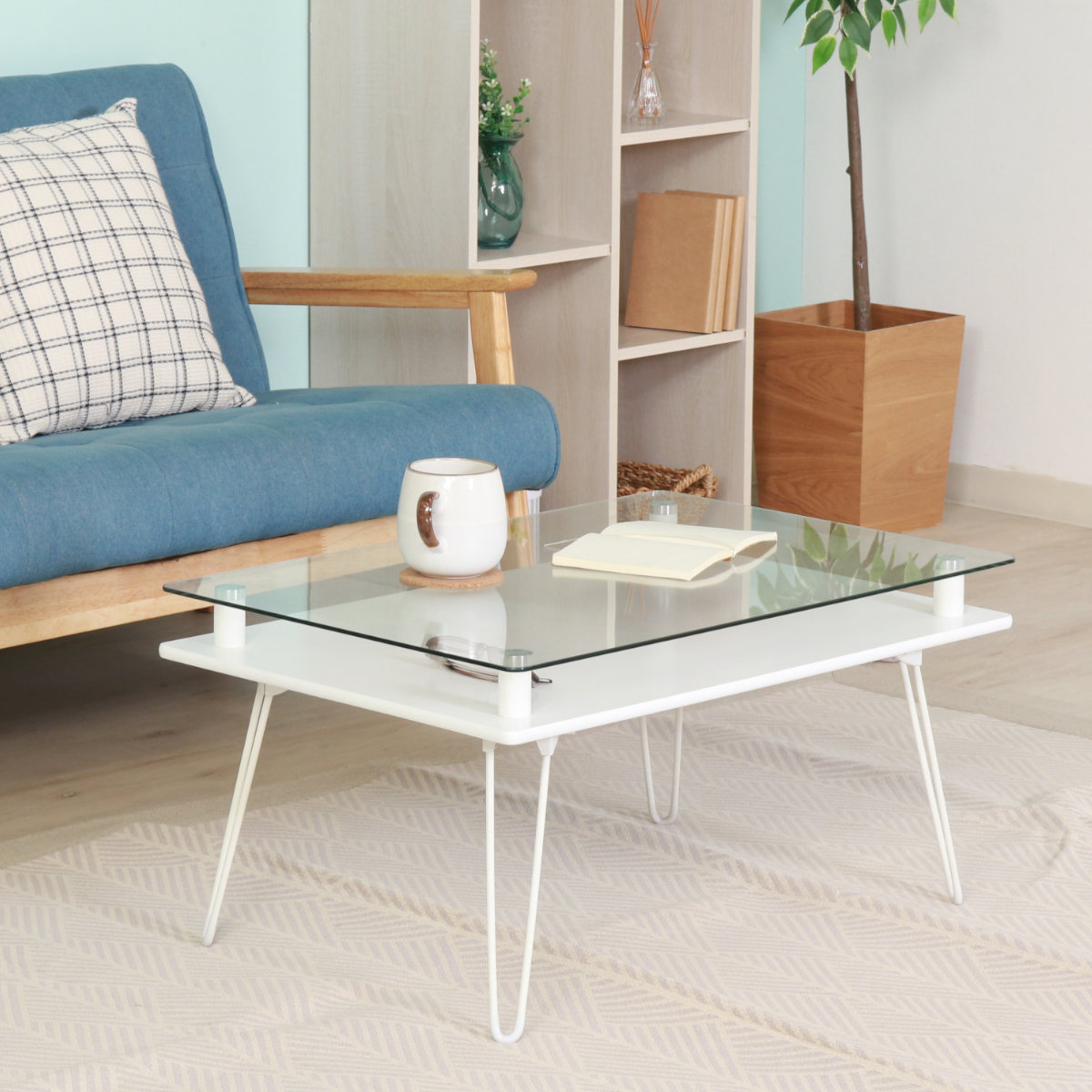 不二貿易（Fuji Boeki） ローテーブル 幅70cm ガラステーブル