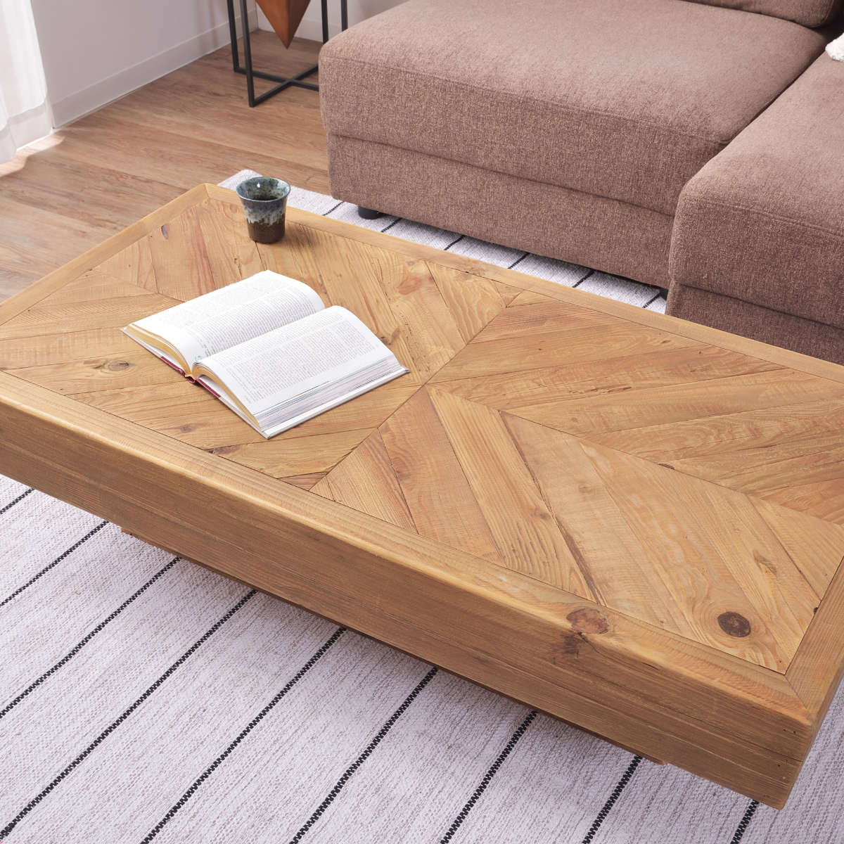 東谷 センターテーブル 幅125cm 木製 天然木 古材 ヘリンボーン