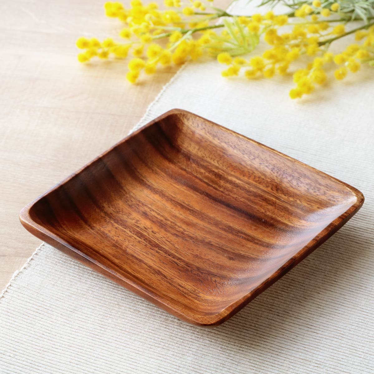 プレート 17.5cm M スクエア アカシア製 食洗機対応 （ 食器 木製食器