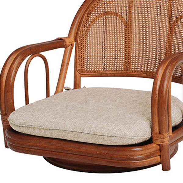 籐 回転座椅子 2脚セット ロータイプ ラタンチェア 座面高15cm （ 座椅