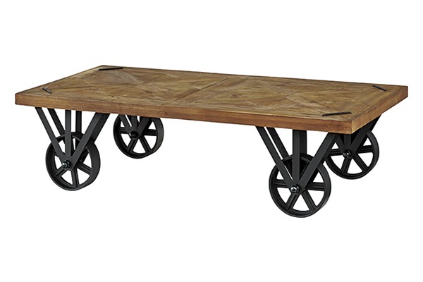 ローテーブル トロリーテーブル 車輪付 天然木 組木風 幅120cm