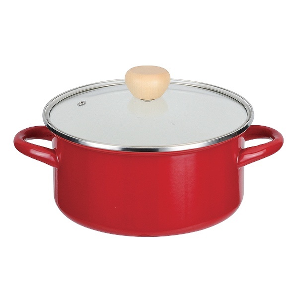 パール金属 両手鍋 20cm IH対応 ホーロー 蓋付き アミュレット （ ガス