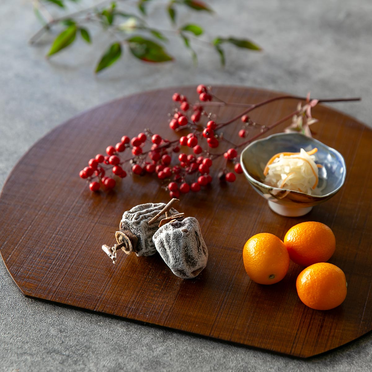 半月膳 36×32cm 漆塗り 天然木 ランチョンマット 5枚セット （ お盆