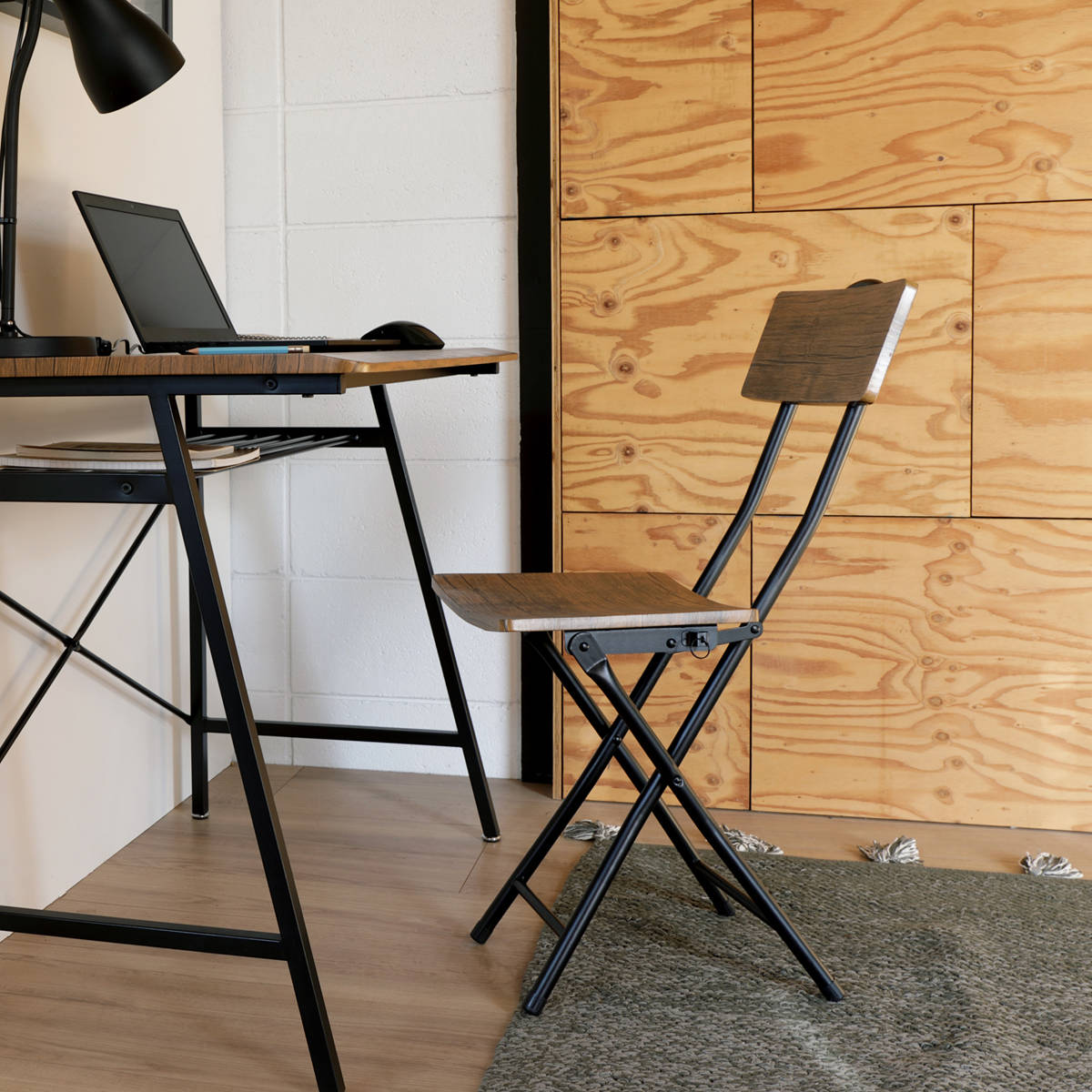 弘益 折りたたみチェア 2脚セット フォールディングチェア 座面高43cm