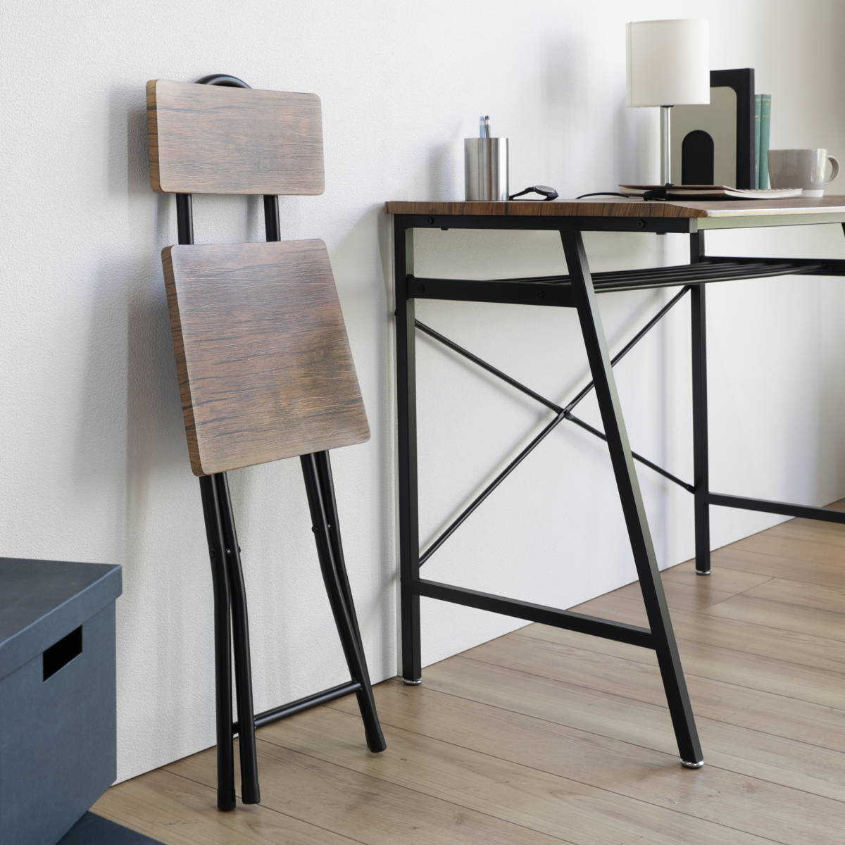 弘益 折りたたみチェア 2脚セット フォールディングチェア 座面高43cm