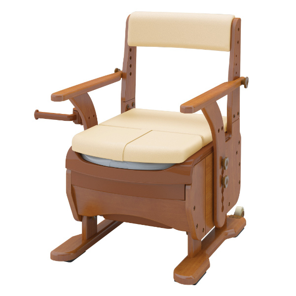 ポータブルトイレ 標準便座 家具調セレクトR ノーマル ひじ掛けタイプ