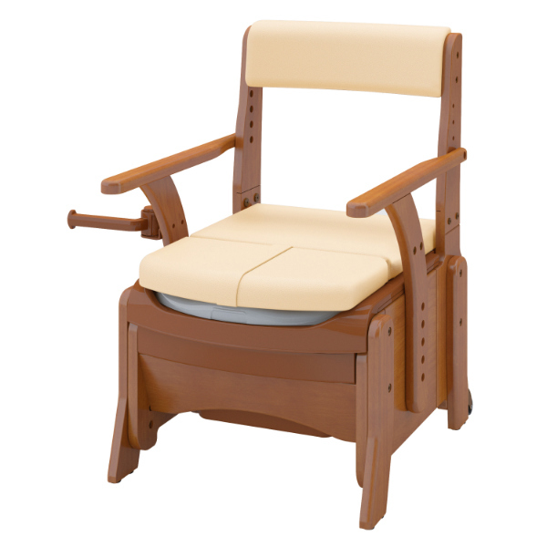 ポータブルトイレ コンパクト ソフト便座 キャスター付 家具調セレクト