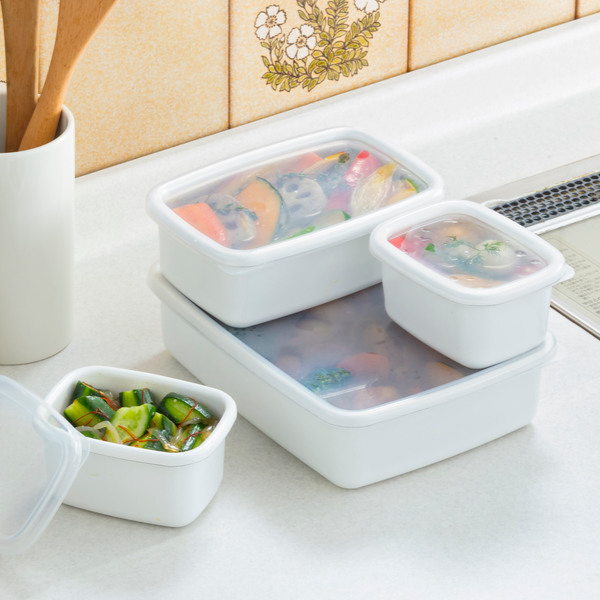 高木金属工業 保存容器 800ml ホーロー スタッキングできる 角型 M