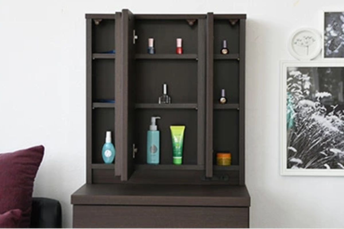 ドレッサー 鏡台 三面鏡 鏡裏収納 幅58.5cm プリマ （ 奥行41cm