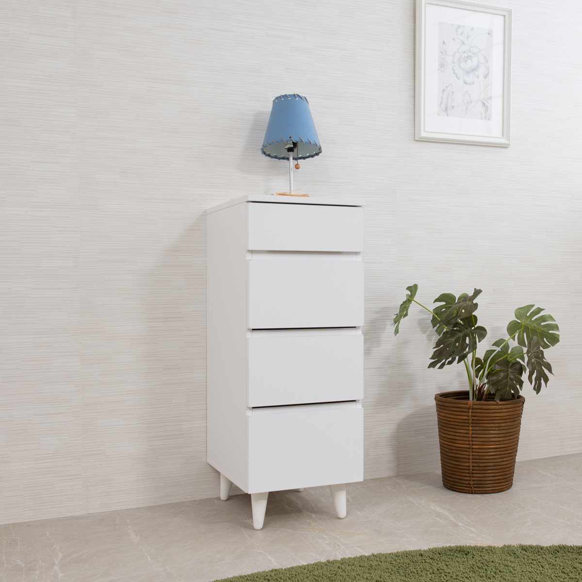 スリムチェスト 幅30cm 4段 ホワイトリビング （ チェスト 棚 ラック