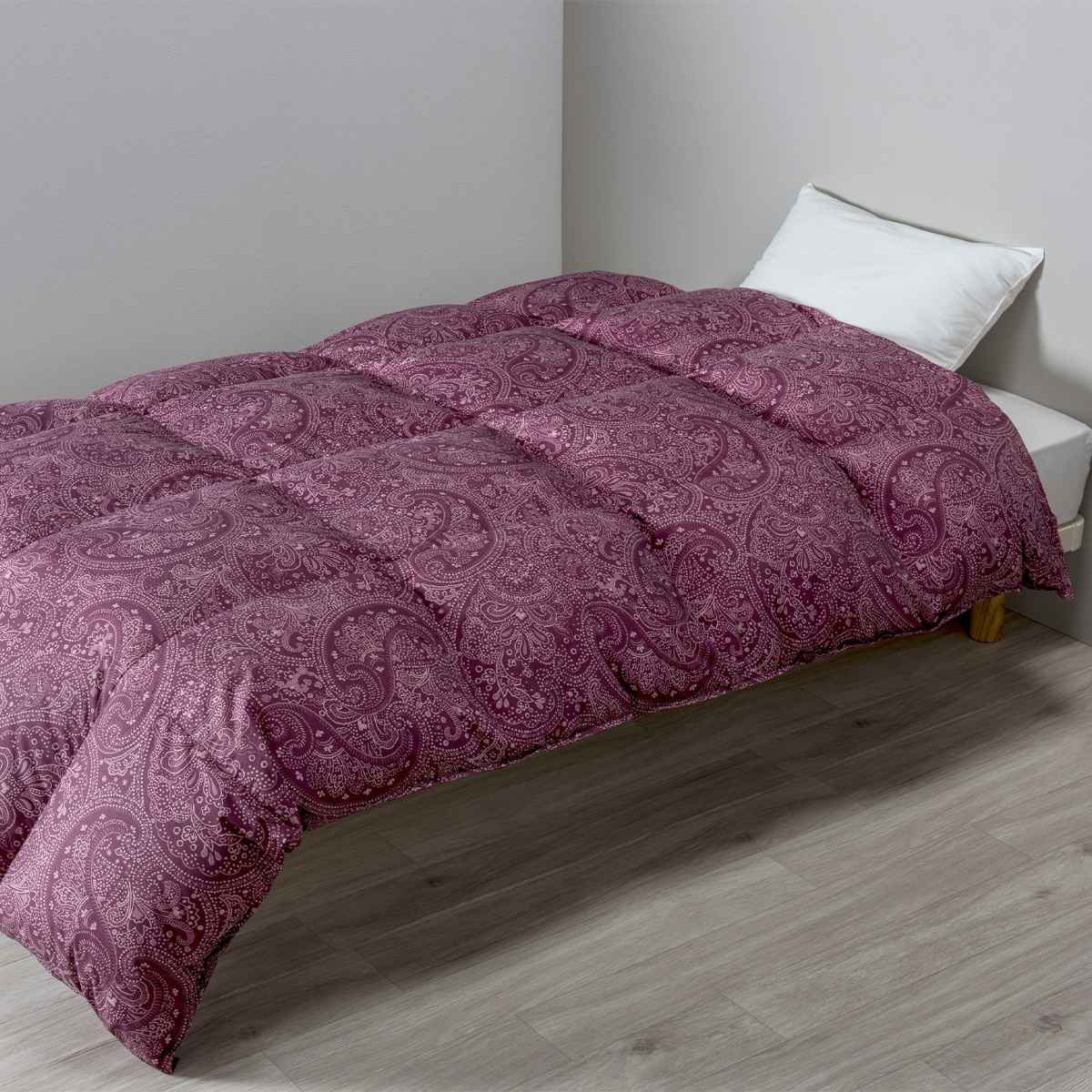 西川 羽毛布団 ホワイトダックダウン93％ ペイズリー柄 シングルロング