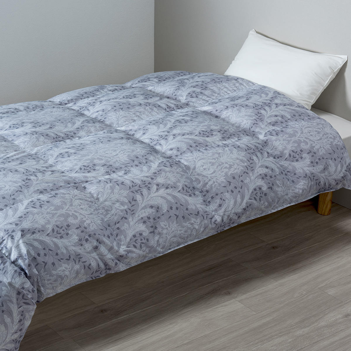 西川 羽毛布団 グースダウン93％ リーフ柄 シングルロング スリー