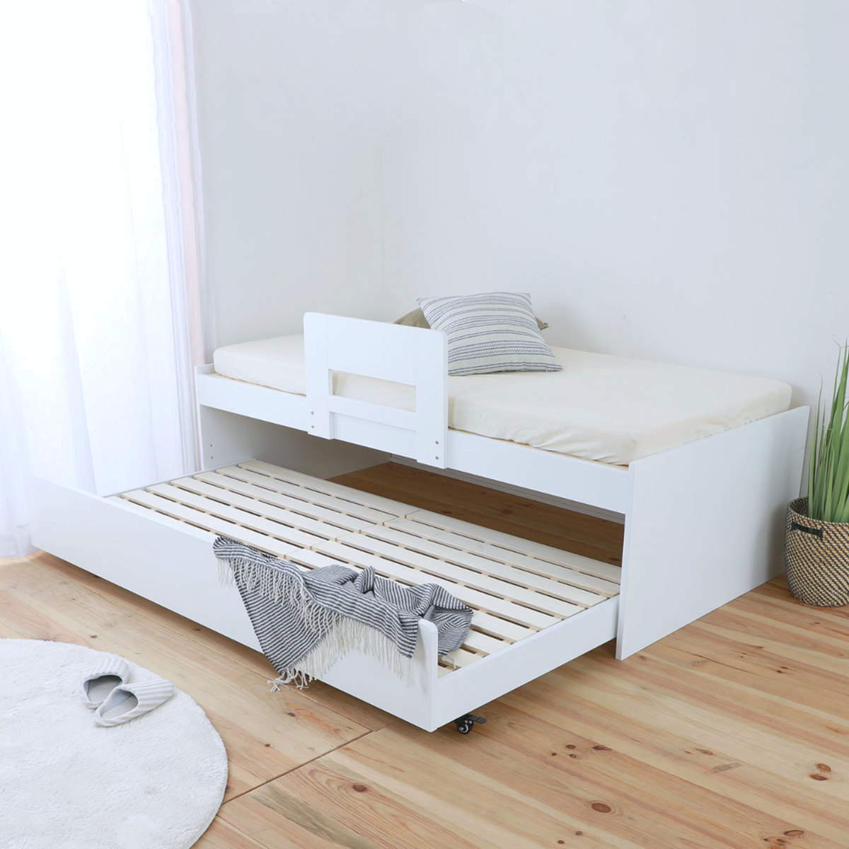 親子ベッド シングル スライド式収納 すのこ （ ベッド ベット 2段