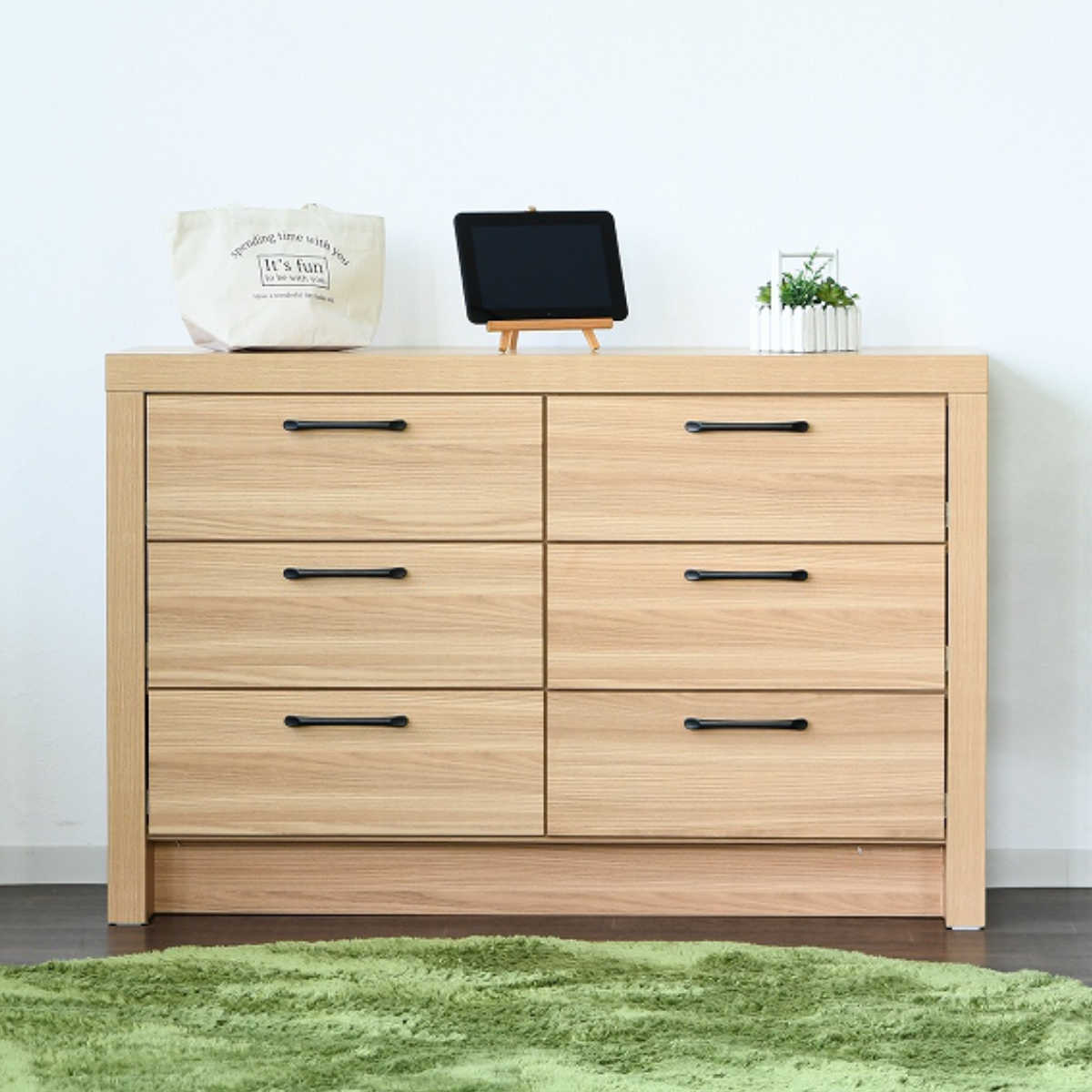 チェスト 3段2列 オーク柄 ナチュラルデザイン 約幅120cm （ ラック