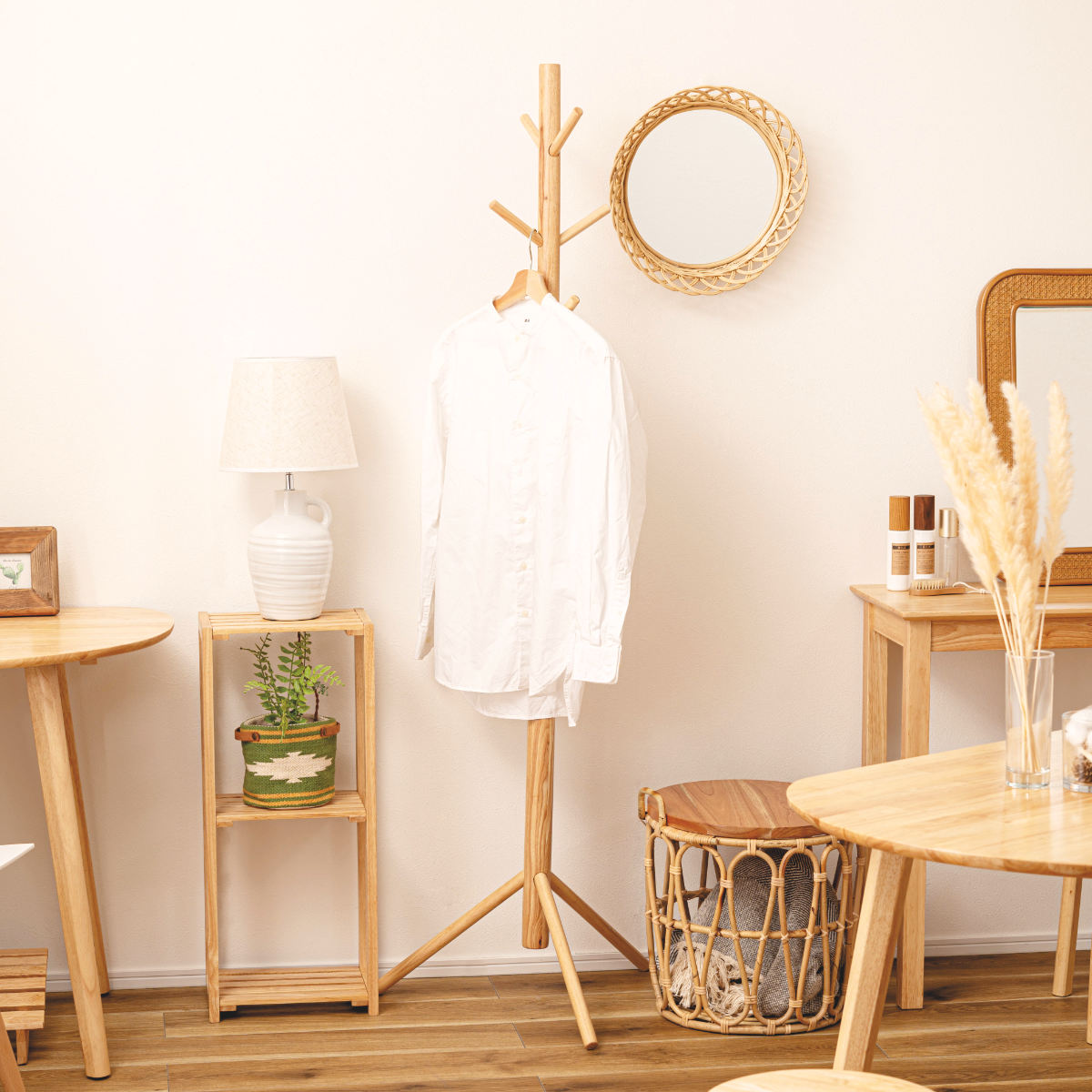 東谷 ポールハンガー 天然木 北欧風 幅50cm （ コートハンガー 木製