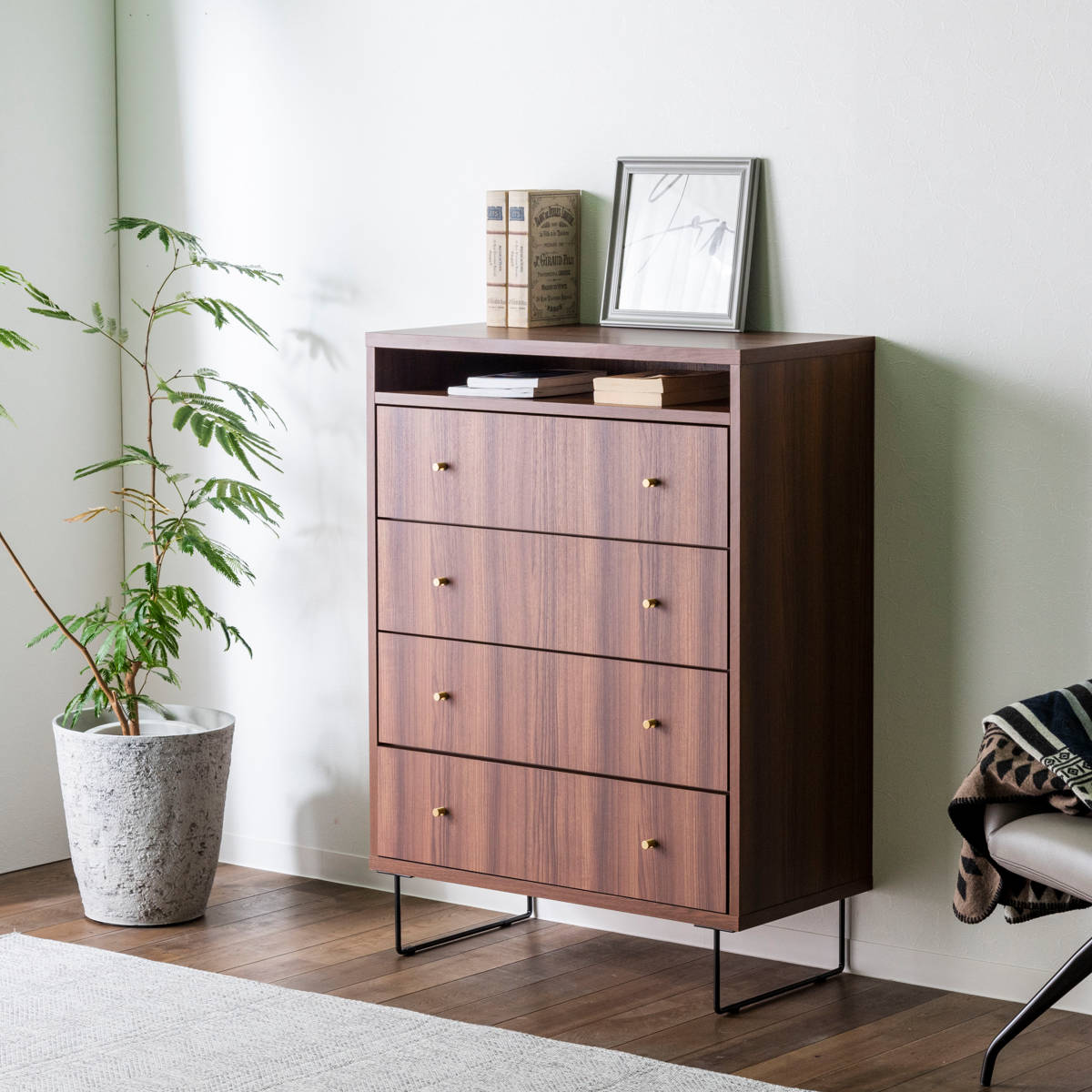 ハイチェスト 幅80cm 4段 ナチュラルモダン 日本製 （ チェスト 引出し