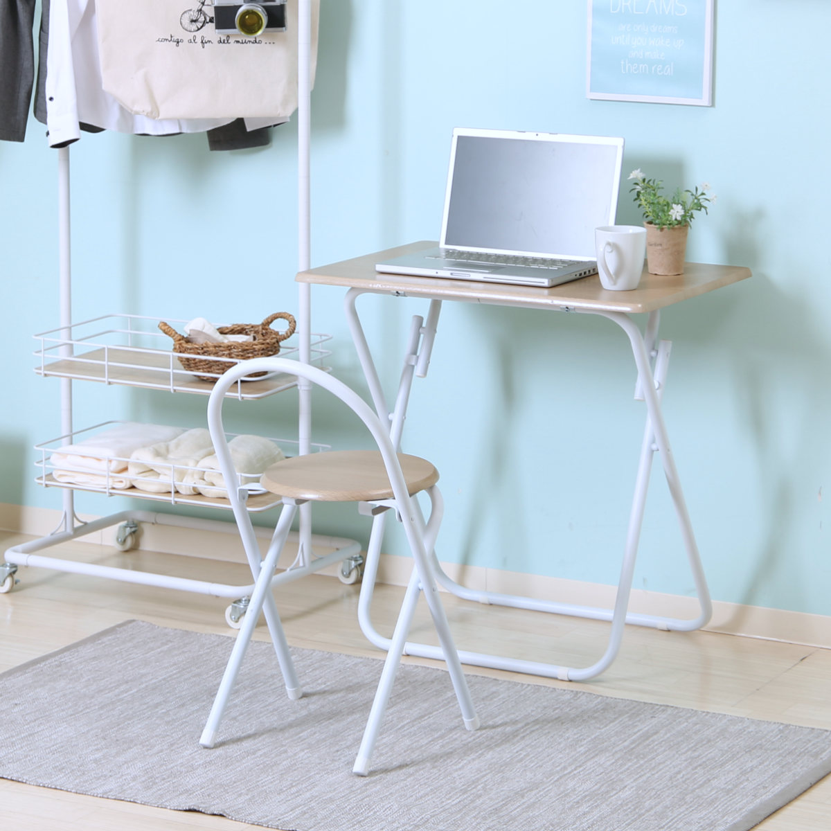 不二貿易（Fuji Boeki） ワークデスク 折りたたみ テーブルチェア