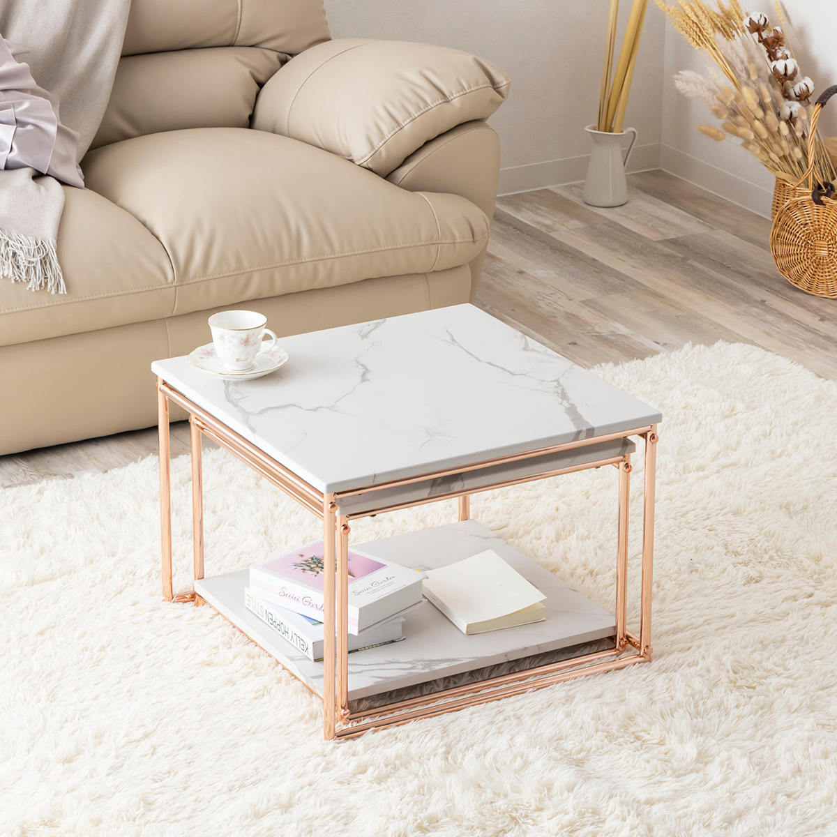 センターテーブル ネストテーブル 幅55cm 幅49cm （ ローテーブル