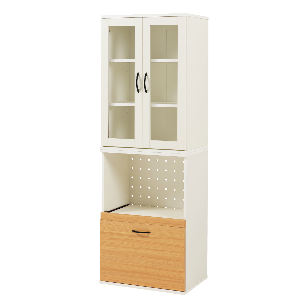 HAGiHARA（萩原） 並べて使える 食器棚 幅60cm 2口コンセント スライド