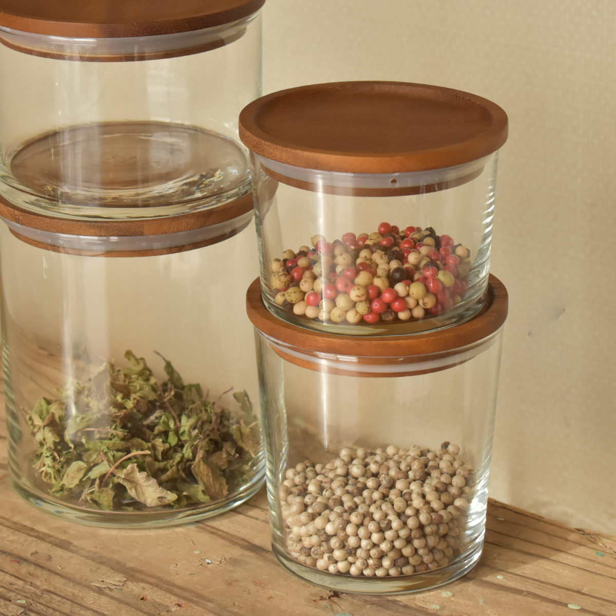 保存容器 240ml ラウンド スタッカブル ガラスジャー （ ガラス 密閉