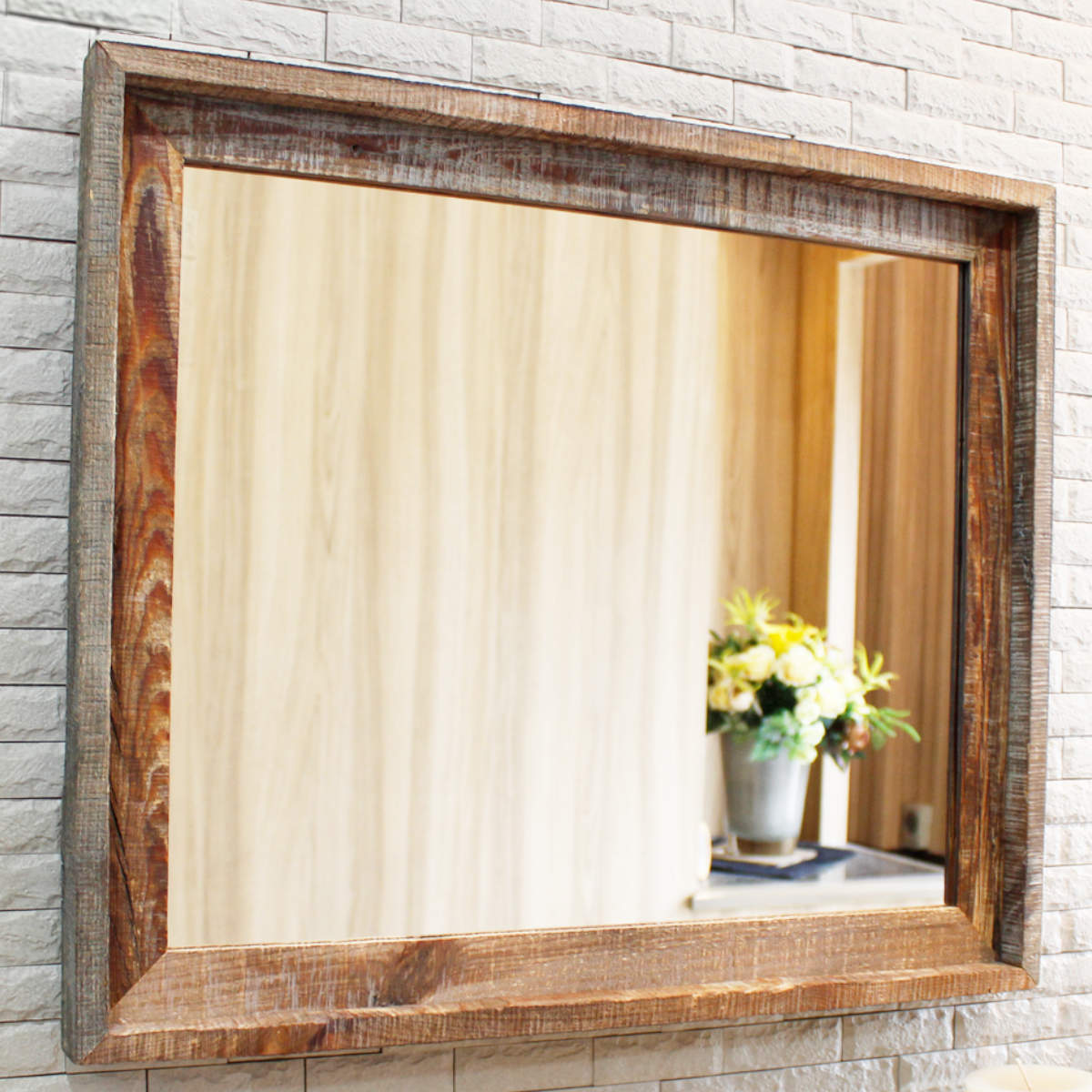 パラデック ウォールミラー 44.5×52.5cm ヴィンテージ 古木材