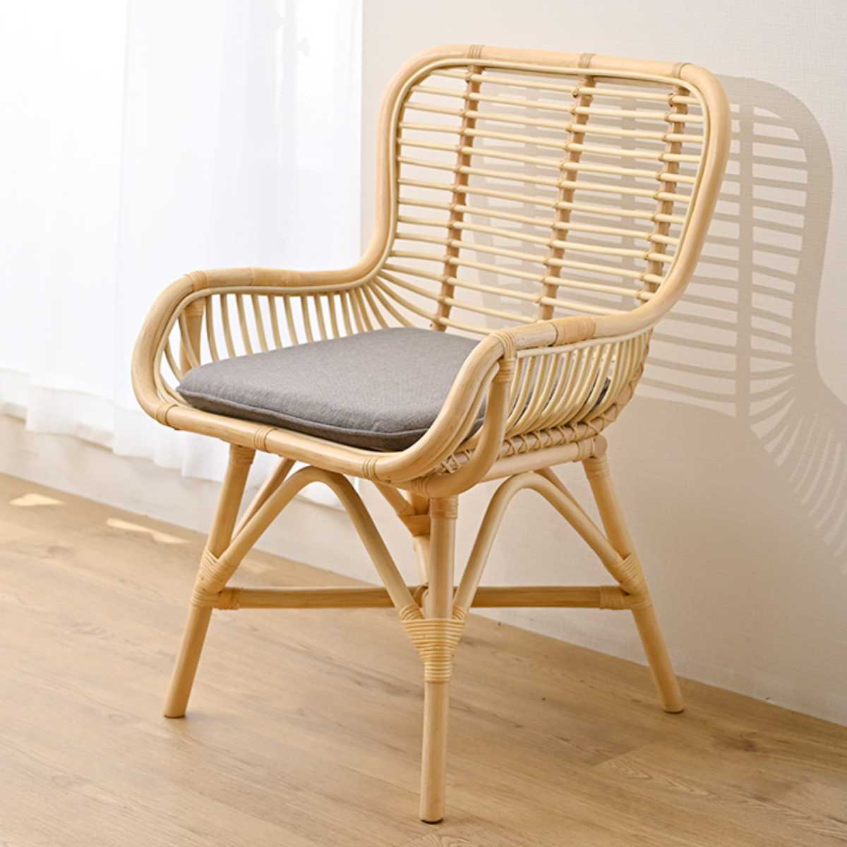 ダイニングチェア ラタン 座面高45cm クッション付 Breeze （ ラタン