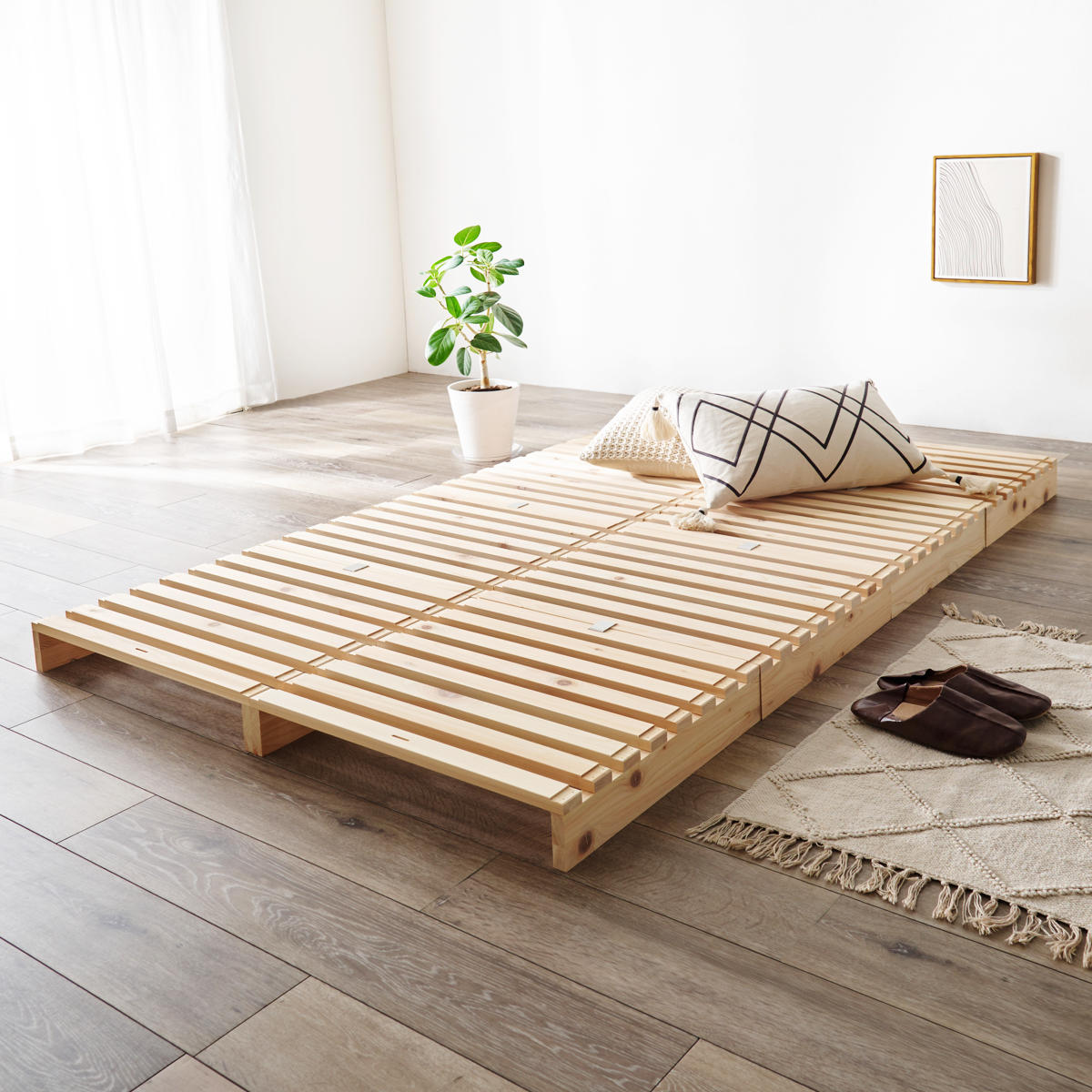 HAGiHARA（萩原） 国産ひのき パレットベッド セミダブル 8枚セット