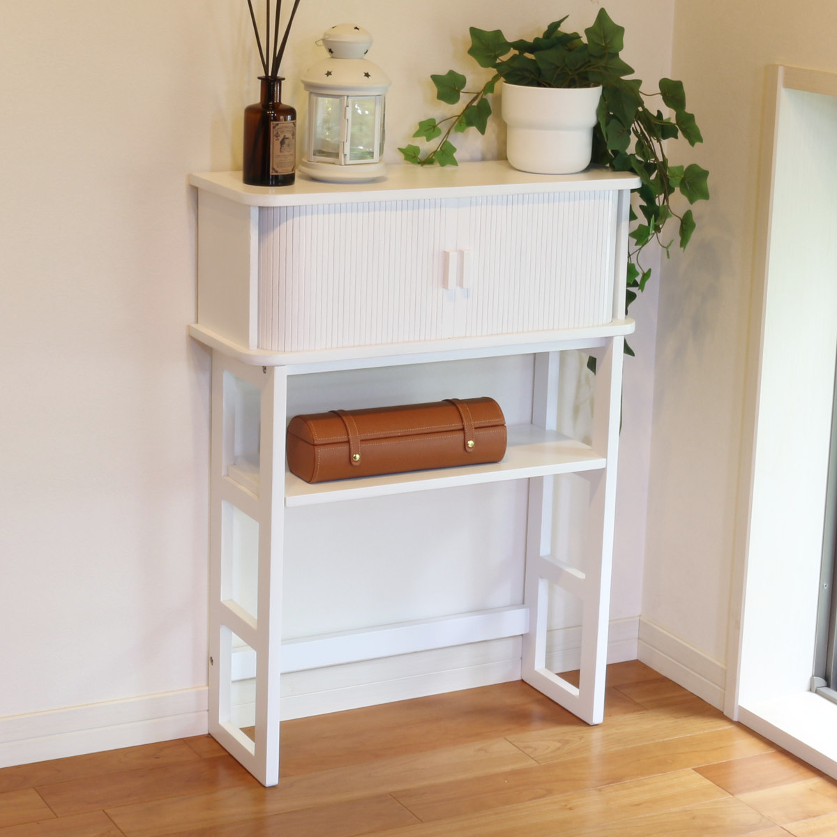 OSMAC コンソールテーブル 幅60cm ジャバラ扉収納 可動棚付