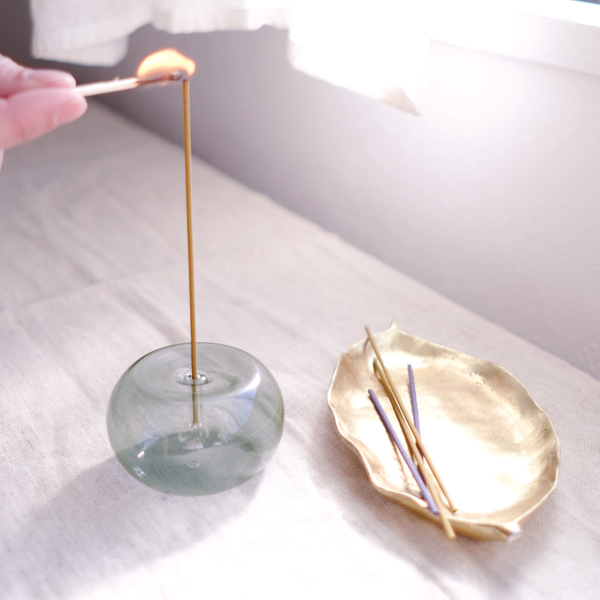 キシマ（KISHIMA） お香立て ルノ 吹きガラス （ インセンスホルダー